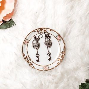 Betsey Johnson Heart Lock and Key Earrings